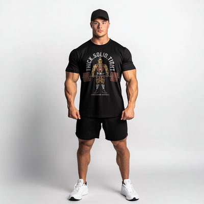 Thick Solid Tight - Black Tee - Conquering Barbell