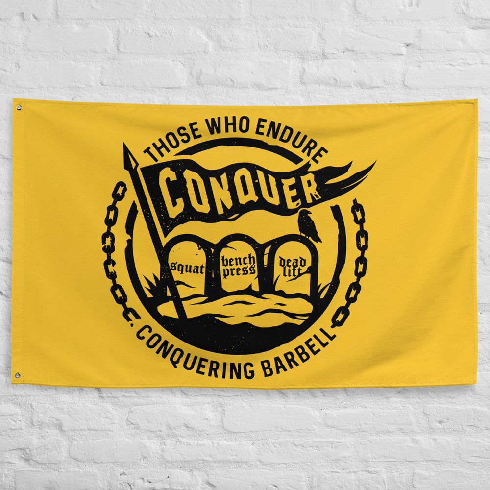 Those Who Endure, Conquer Flag - 3' x 5' Polyester Flag - Conquering Barbell
