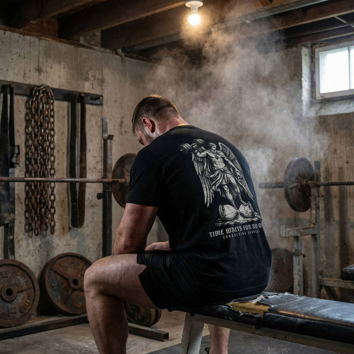 Time Waits For No One - Black Tee - Conquering Barbell
