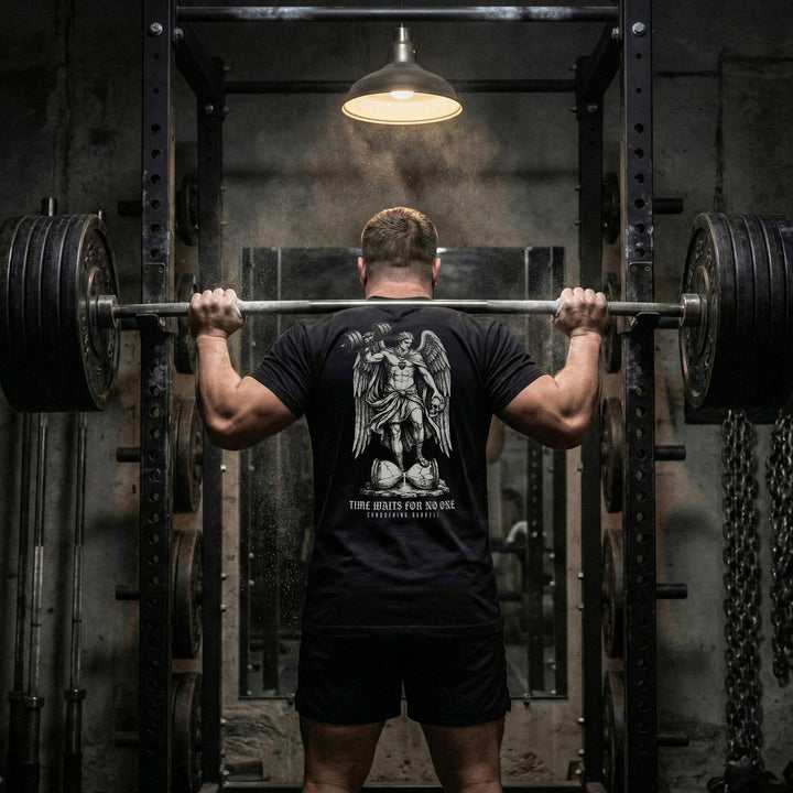 Time Waits For No One - Black Tee - Conquering Barbell