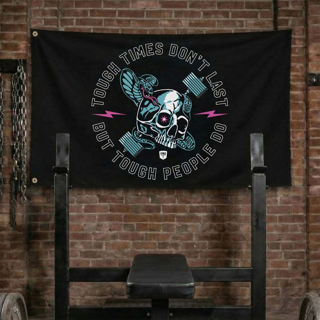 Tough Times Don't Last But Tough People Do Flag - 3' x 5' Polyester Flag - Conquering Barbell