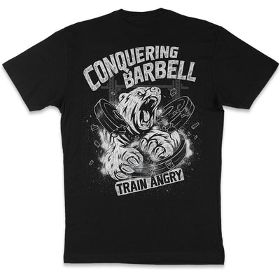 Train Angry - Grizzly - Black Tee - Conquering Barbell