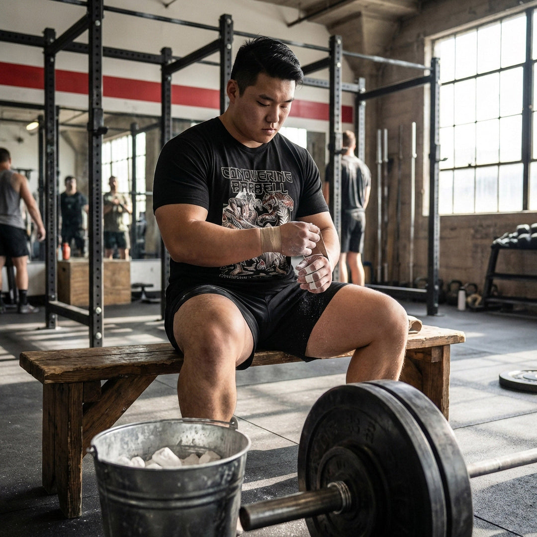 Train to Conquer - Powerlifting on Black Tee - Conquering Barbell