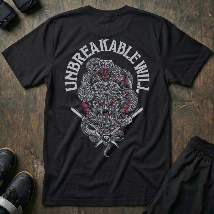 Unbreakable Will - on Black Tee - Conquering Barbell