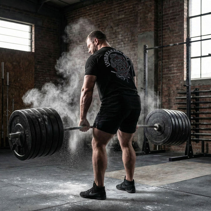 Unbreakable Will - on Black Tee - Conquering Barbell