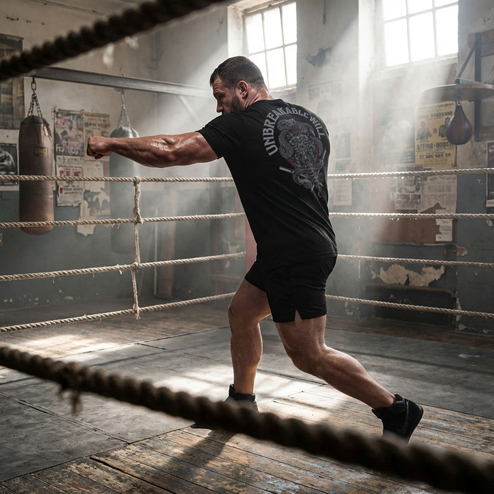 Unbreakable Will - on Black Tee - Conquering Barbell