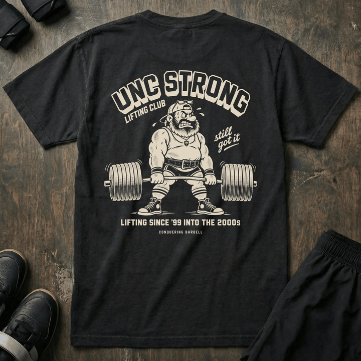 Unc Strong Lifting Club relaxed fit tee in Black: up ready to work
