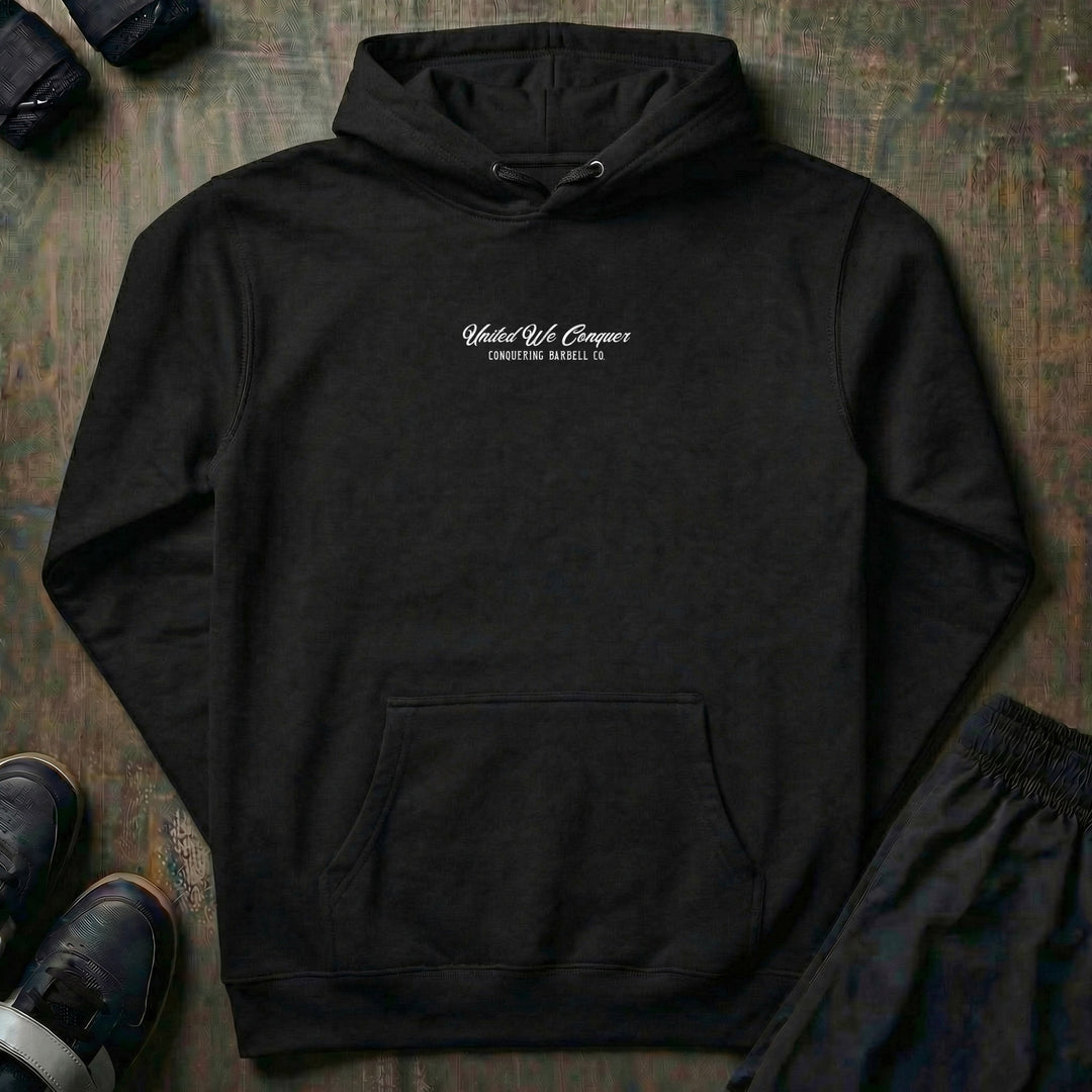 United We Conquer pullover hoodie in Black, front