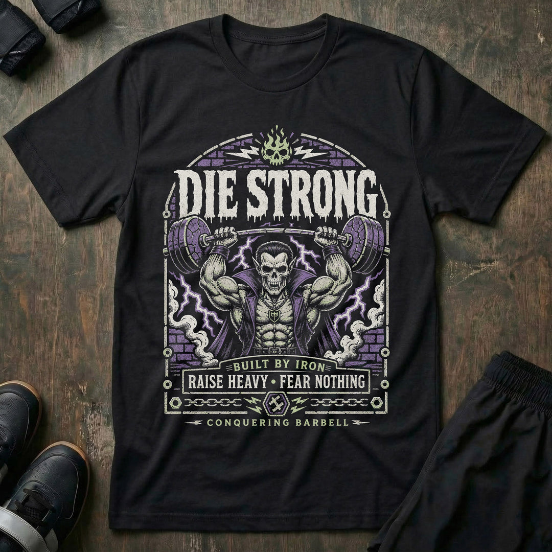 Vampire Press - on Black Tee - Conquering Barbell