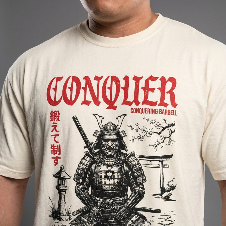 Warrior in the Garden V2 relaxed fit tee in Ivory: a samurai in full armor