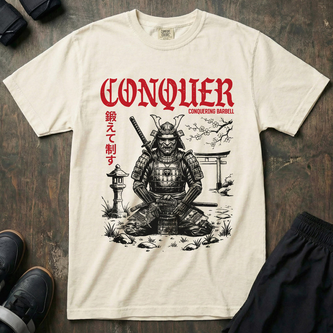 Warrior in the Garden V2 relaxed fit tee in Ivory: a samurai in full armor