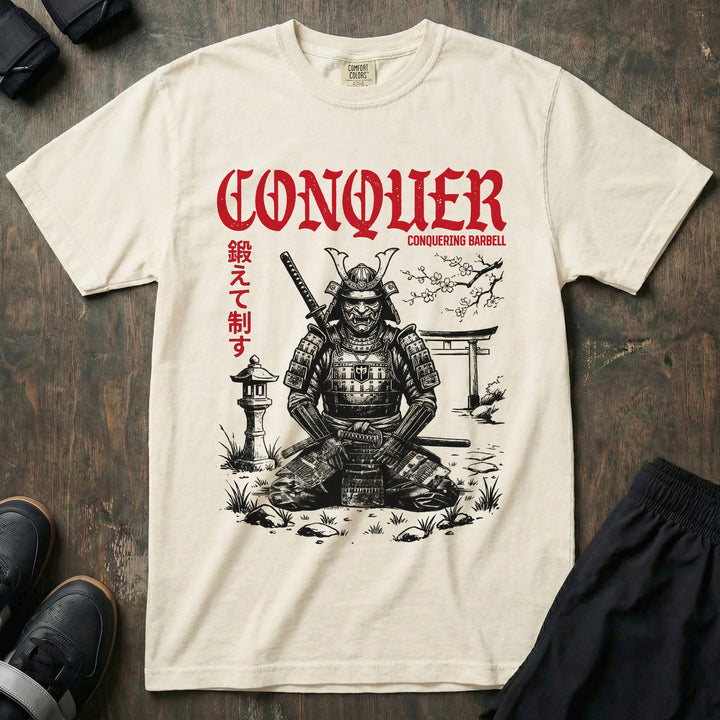Warrior in the Garden V2 relaxed fit tee in Ivory: a samurai in full armor