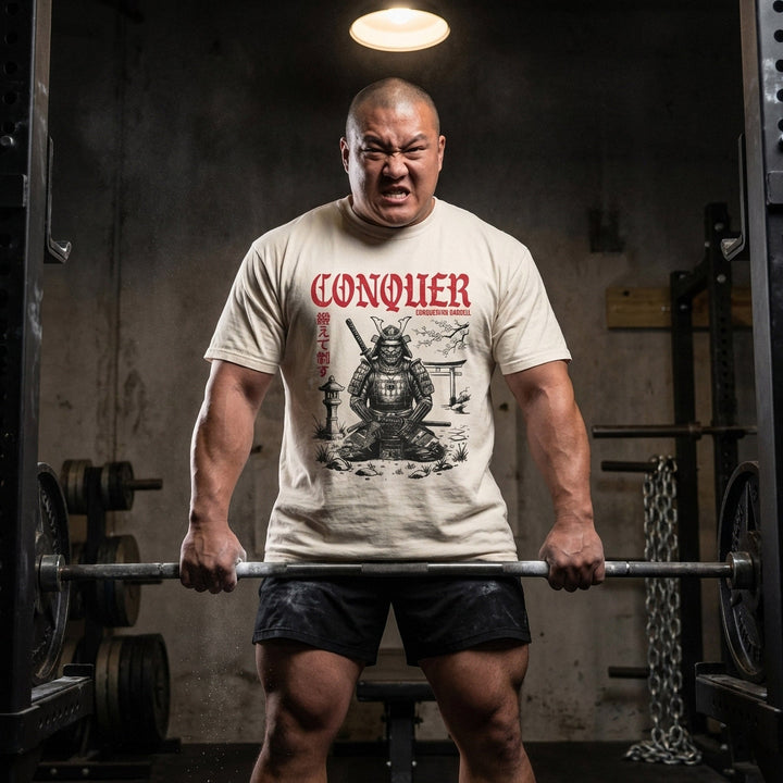 Warrior in the Garden V2 relaxed fit tee in Ivory: a samurai in full armor