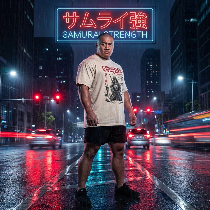 Warrior in the Garden V2 relaxed fit tee in Ivory: a samurai in full armor