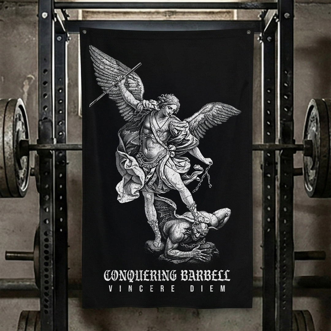 Win the Day - Angel vs Demon - 3' x 5' Polyester Flag - Conquering Barbell