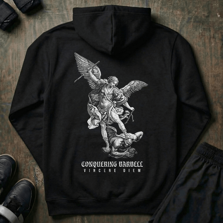 Win the Day Angel vs Demon pullover hoodie in Black