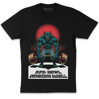 Wolfman Deadlift - on Black Tee - Conquering Barbell