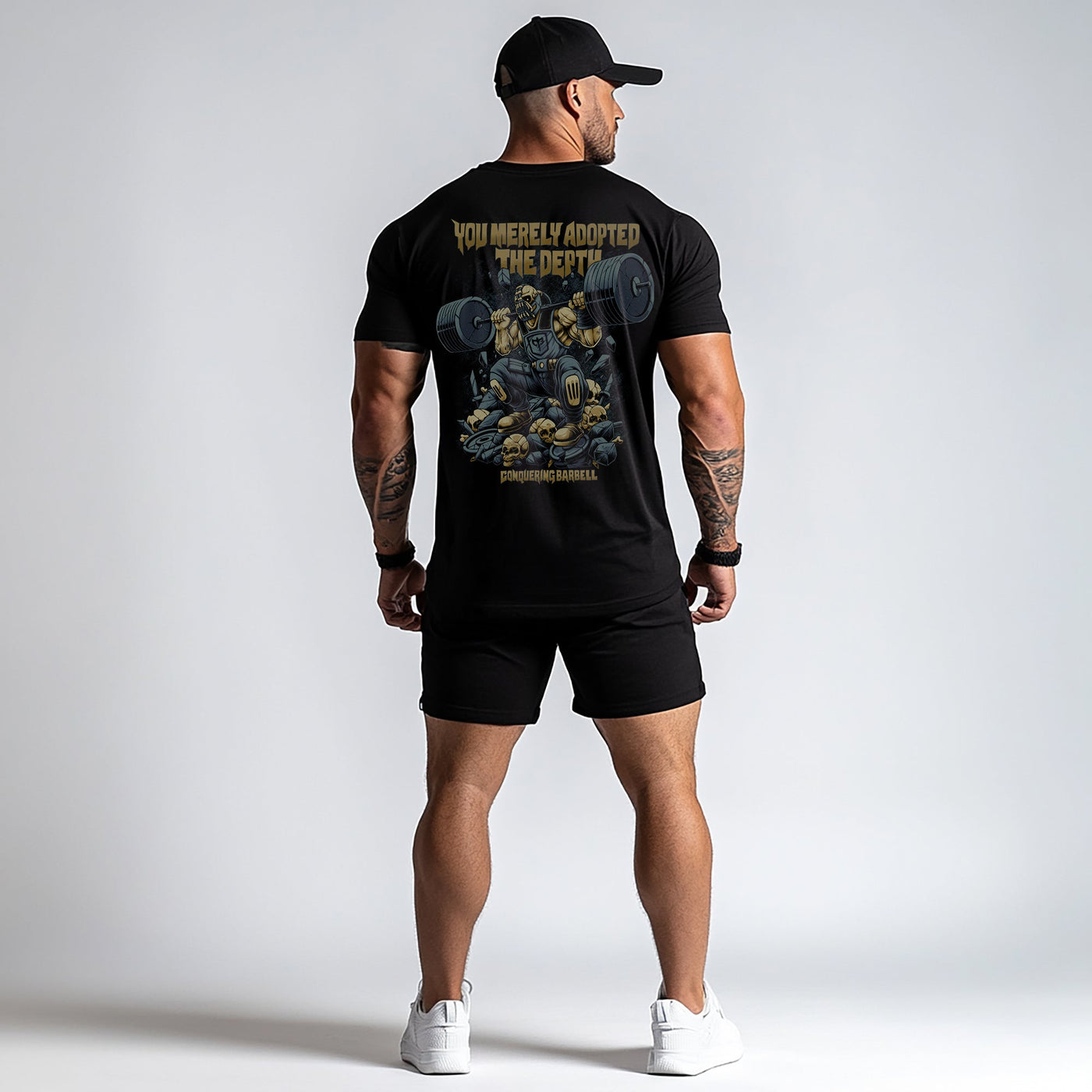 You Merely Adopted The Depth - on Black Tee - Conquering Barbell