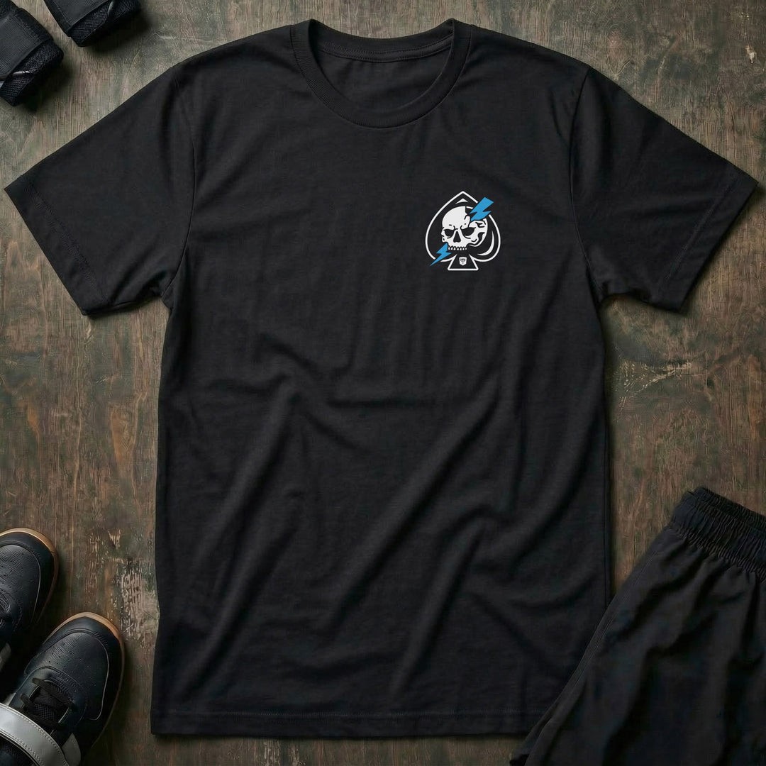 Zero Luck - on Black Tee - Conquering Barbell