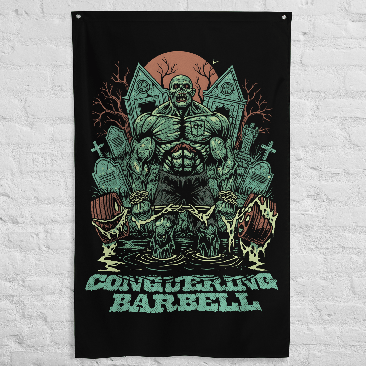 Zombie Deadlift - 3' x 5' Polyester Flag - Conquering Barbell