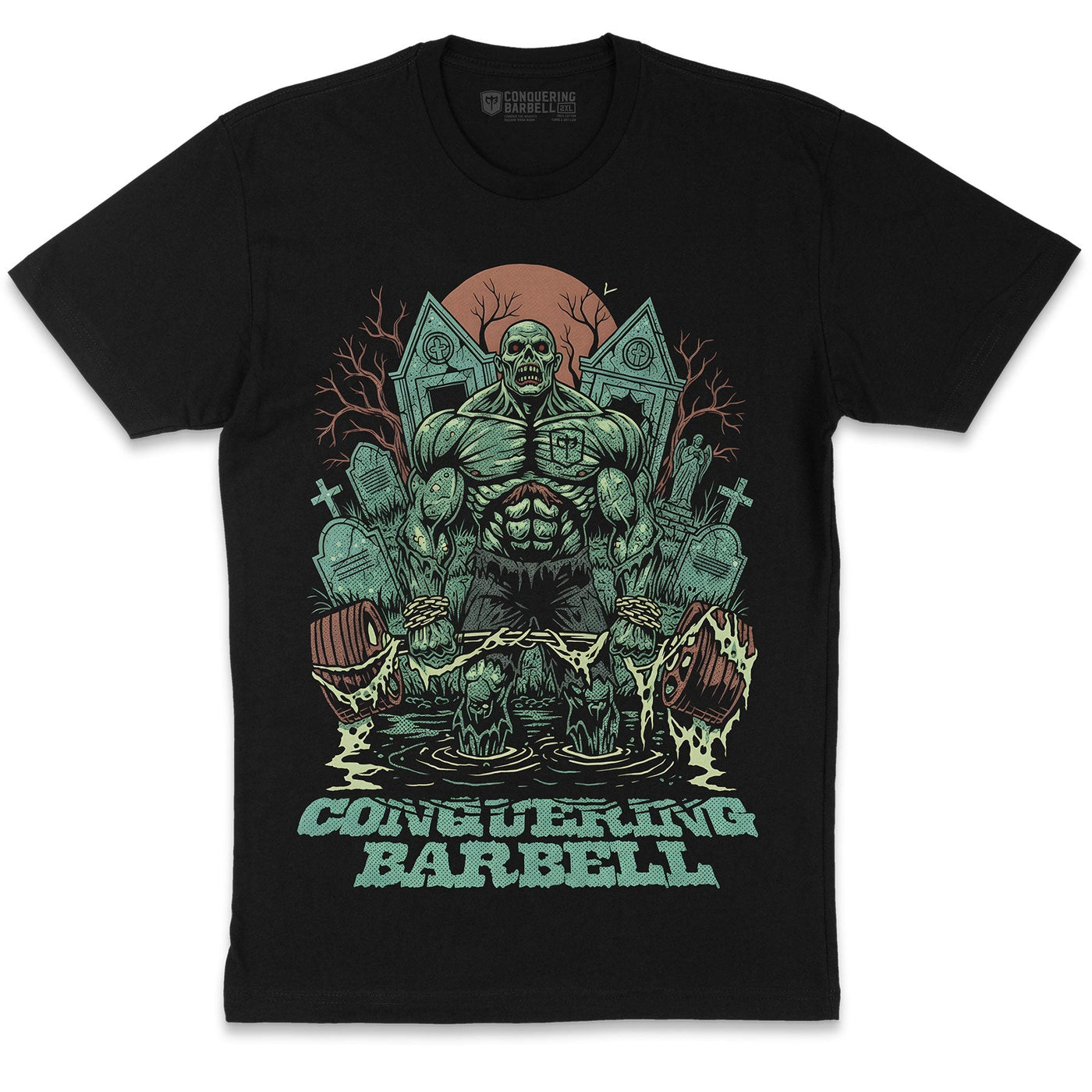 Zombie Deadlift - on Black Tee - Conquering Barbell