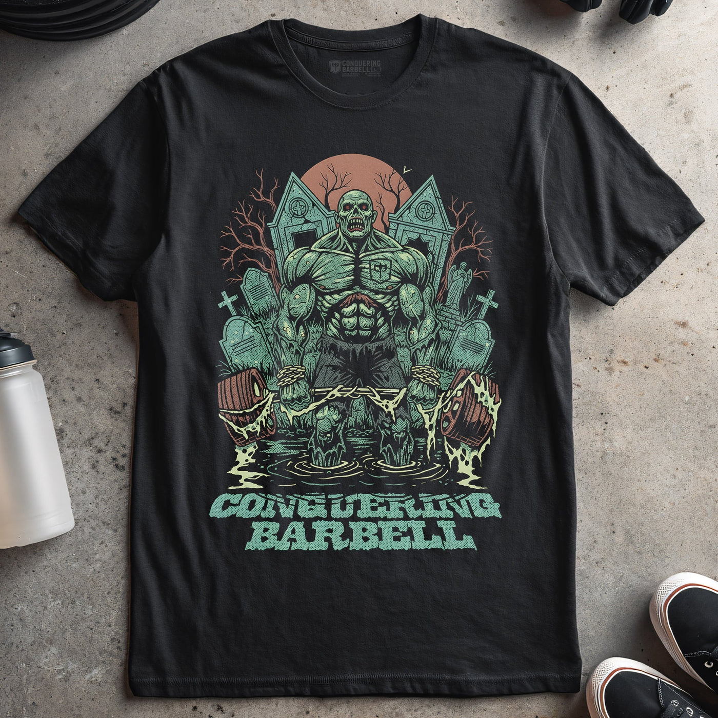 Zombie Deadlift - on Black Tee - Conquering Barbell