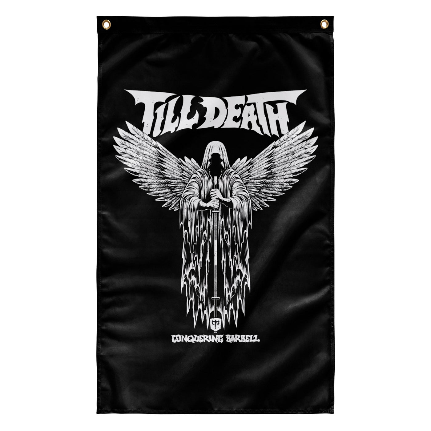 Angel of Barbell Death - 3' x 5' Polyester Flag - Conquering Barbell