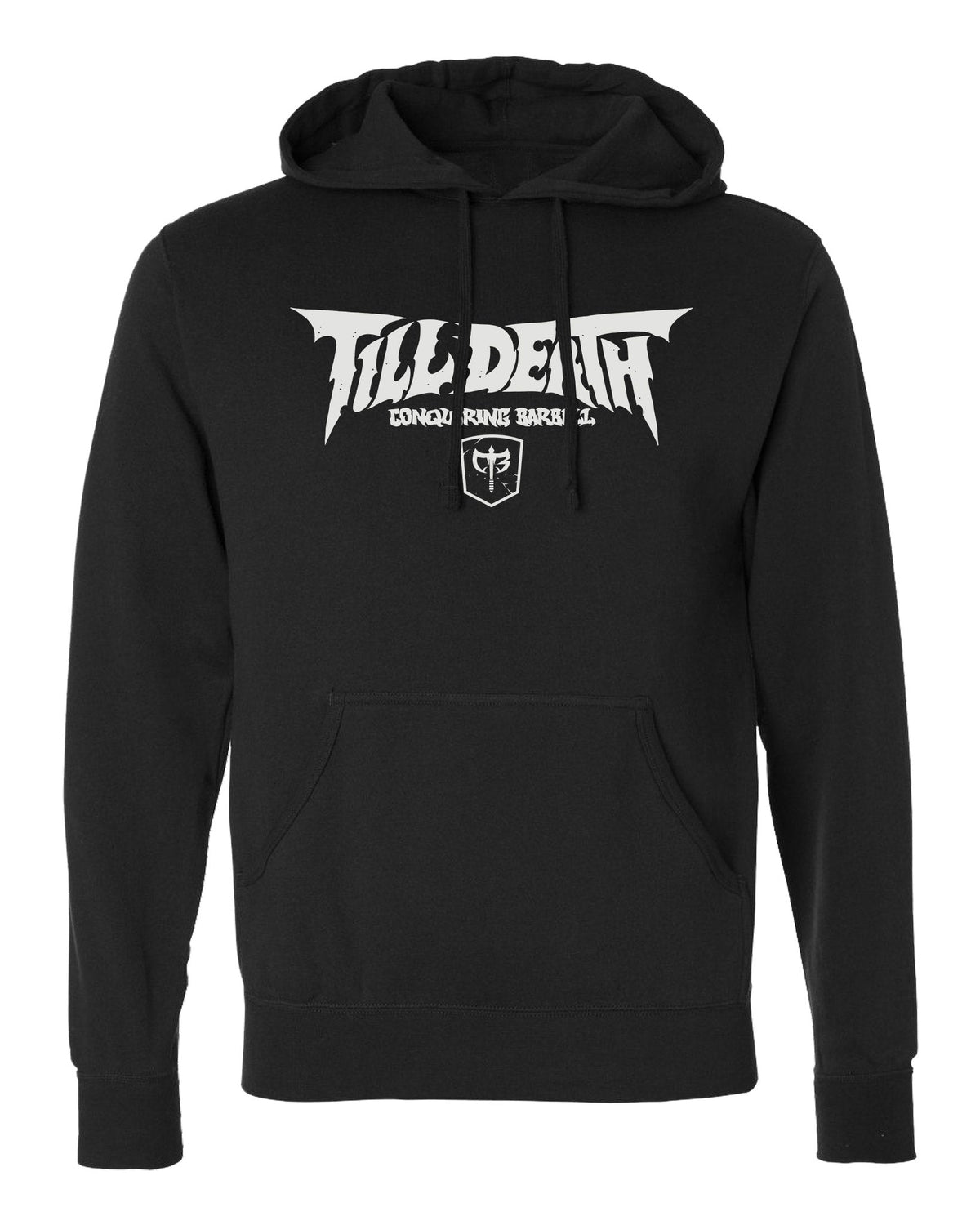 Angel of Barbell Death pullover hoodie in Black