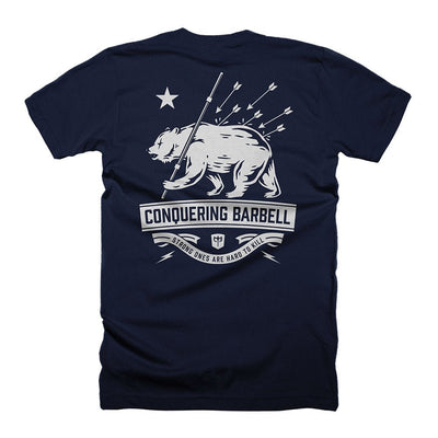 Bear Strong - on Navy Tee - Conquering Barbell