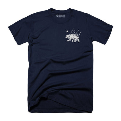 Bear Strong - on Navy Tee - Conquering Barbell