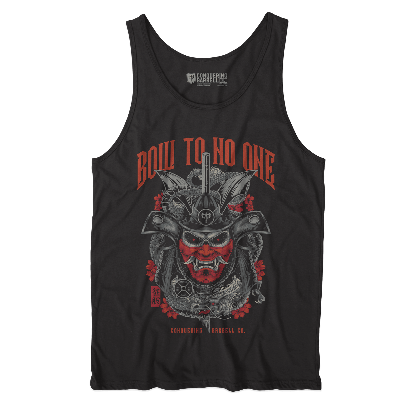 Bow to No One - on Black tank top - Conquering Barbell