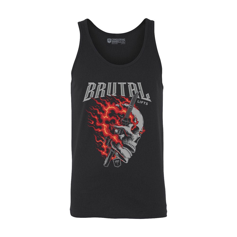 Brutal Lifts - on Black tank top - Conquering Barbell