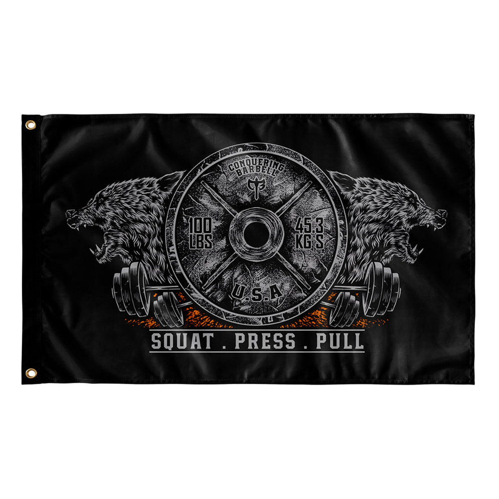 CB Dueling Bears Flag - 3' x 5' Polyester Flag - Conquering Barbell