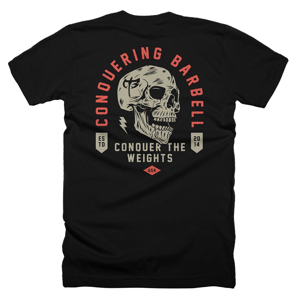 CB Iconic Skull - on Black Tee - Conquering Barbell
