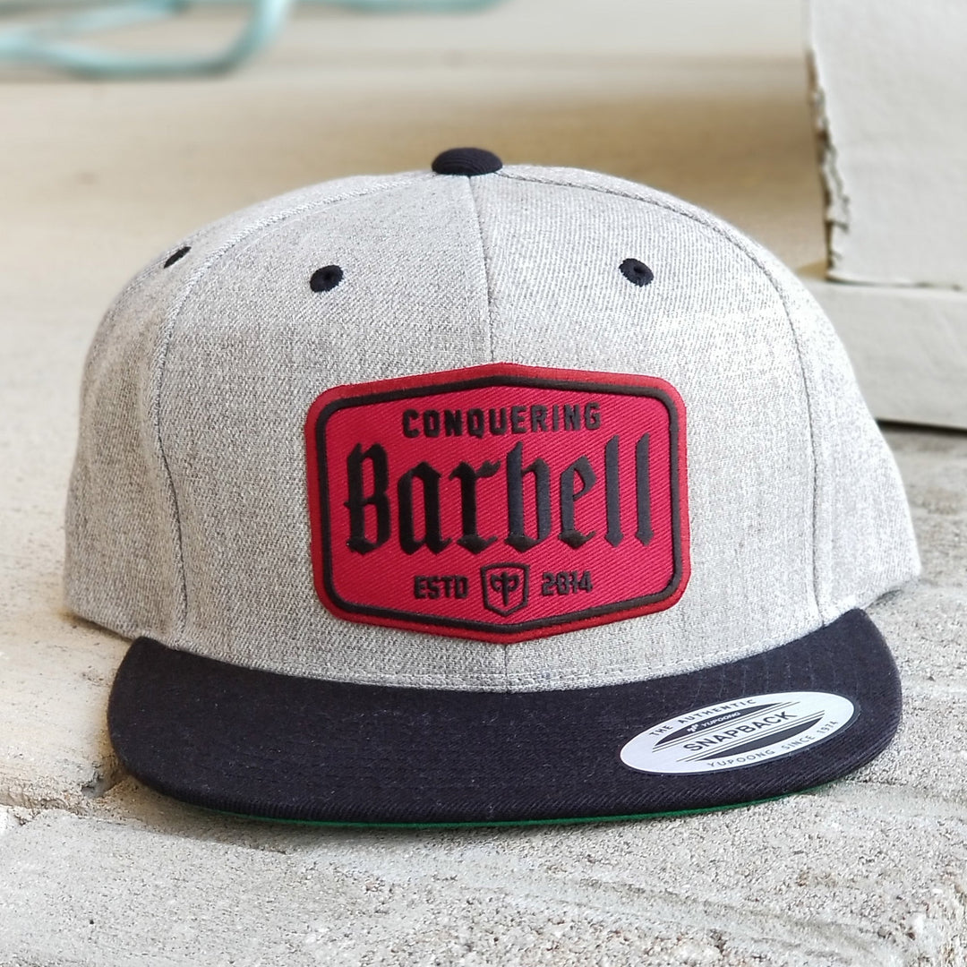 CB Label Snapback - Heather Grey/Black - Conquering Barbell