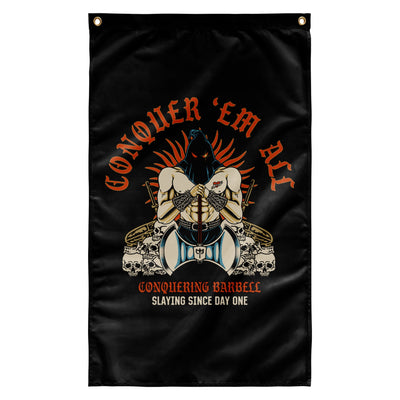 Conquer 'Em All Flag - 3' x 5' Polyester Flag - Conquering Barbell