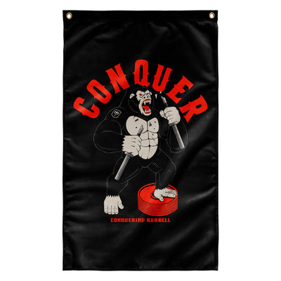 Conquer - Raging Gorilla - 3' x 5' Polyester Flag - Conquering Barbell