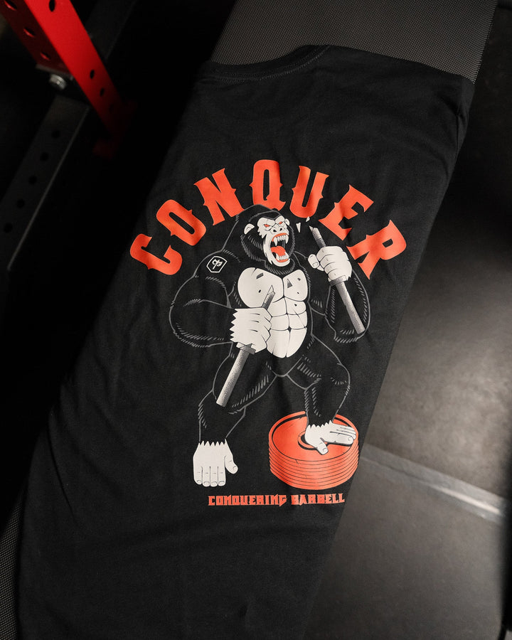 Conquer - Raging Gorilla - Black Tee - Conquering Barbell