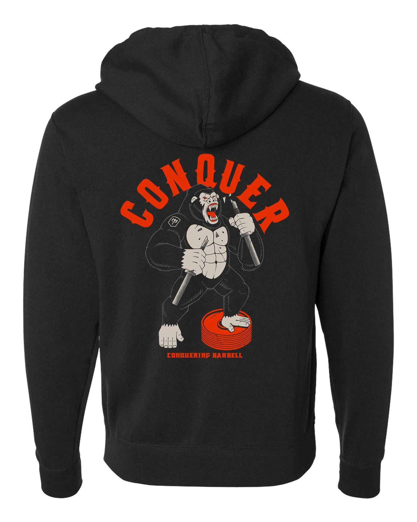Conquer - Samurai - on Black Pullover Hoodie - Conquering Barbell
