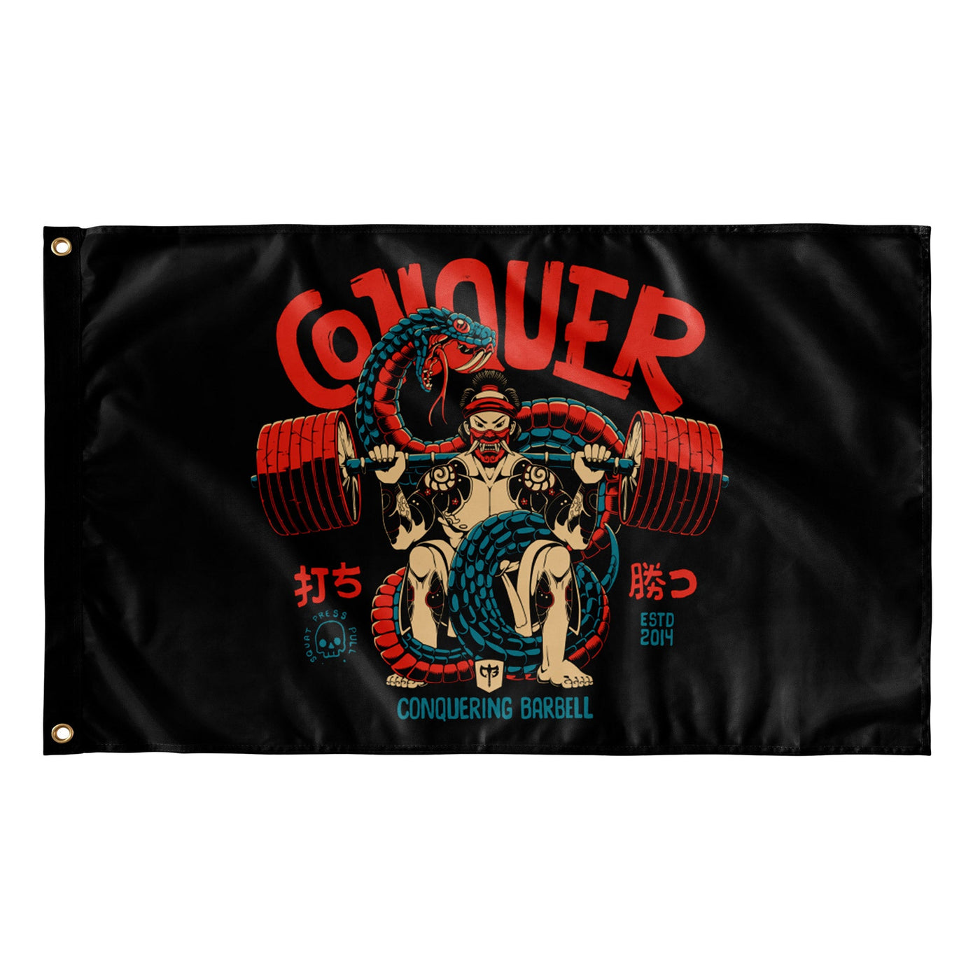 Conquer - Samurai - 3' x 5' Polyester Flag - Conquering Barbell