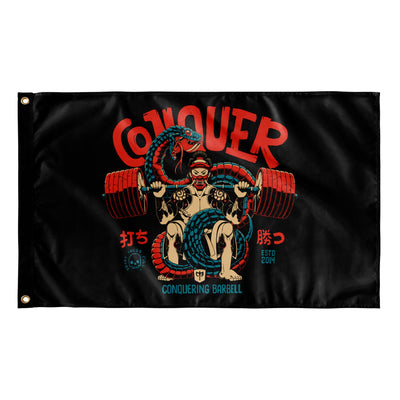 Conquer - Samurai - 3' x 5' Polyester Flag - Conquering Barbell