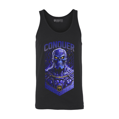 Conquer the Universe - on Black tank top - Conquering Barbell