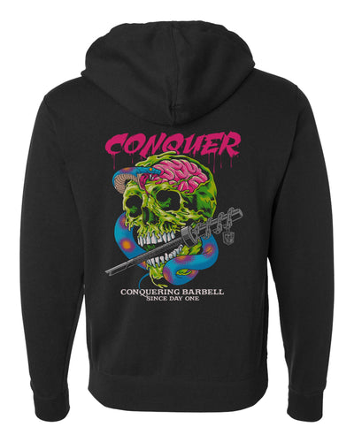 Conquer - Deadlifting Wolf V2 - on Black Pullover Hoodie - Conquering  Barbell