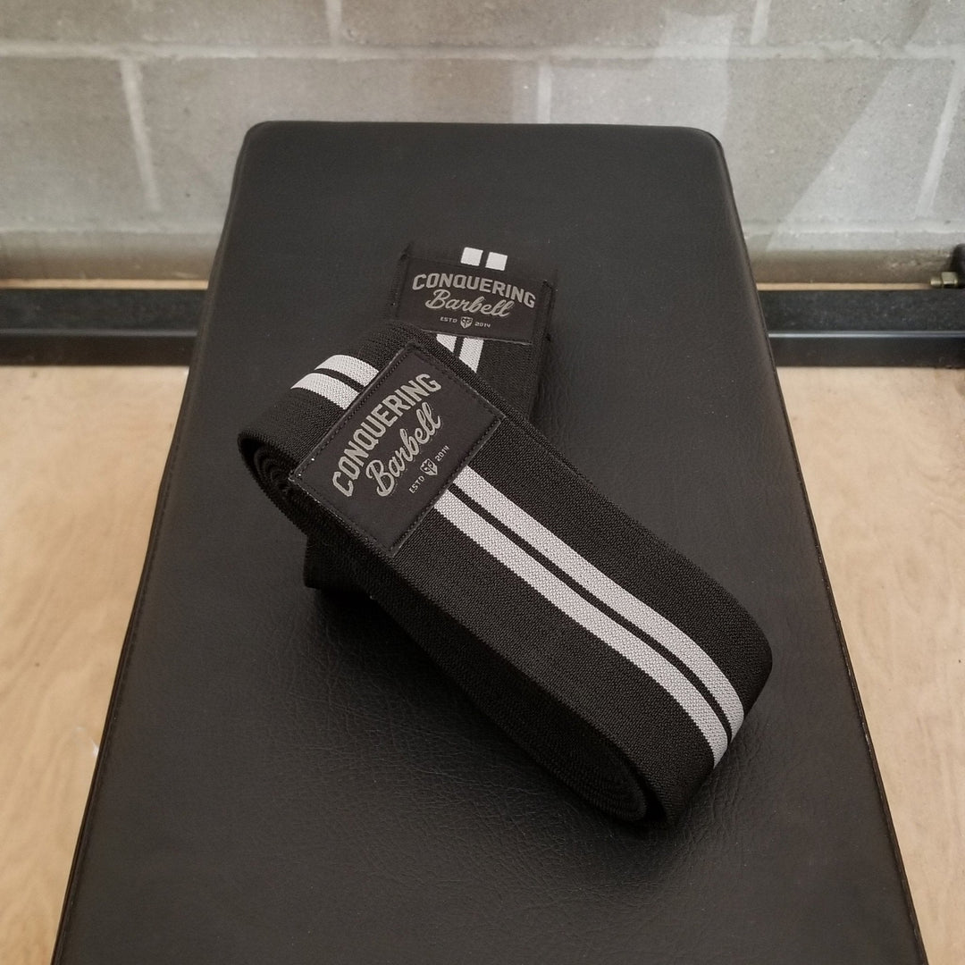 Conquering Barbell - Conqueror - Knee Wraps (Black/Grey) - 2.5 Meter - Conquering Barbell