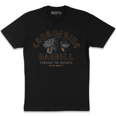 Conquering Barbell - Raw Power - on Black Tee - Conquering Barbell