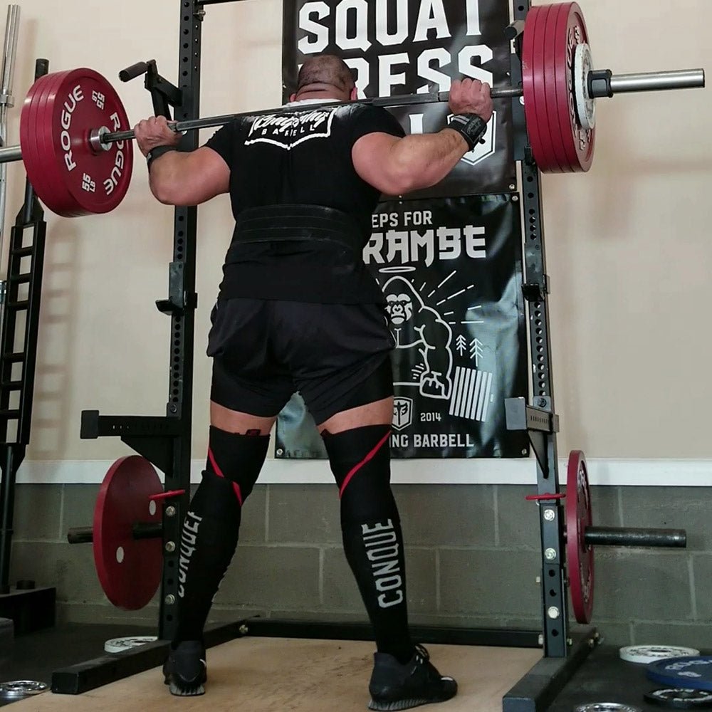 Conquering Barbell Script Logo - on Black tee - Conquering Barbell