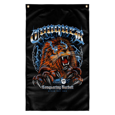 Conquering Lion - 3' x 5' Polyester Flag - Conquering Barbell