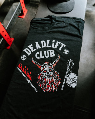 Deadlift Club - on Black Tee - Conquering Barbell