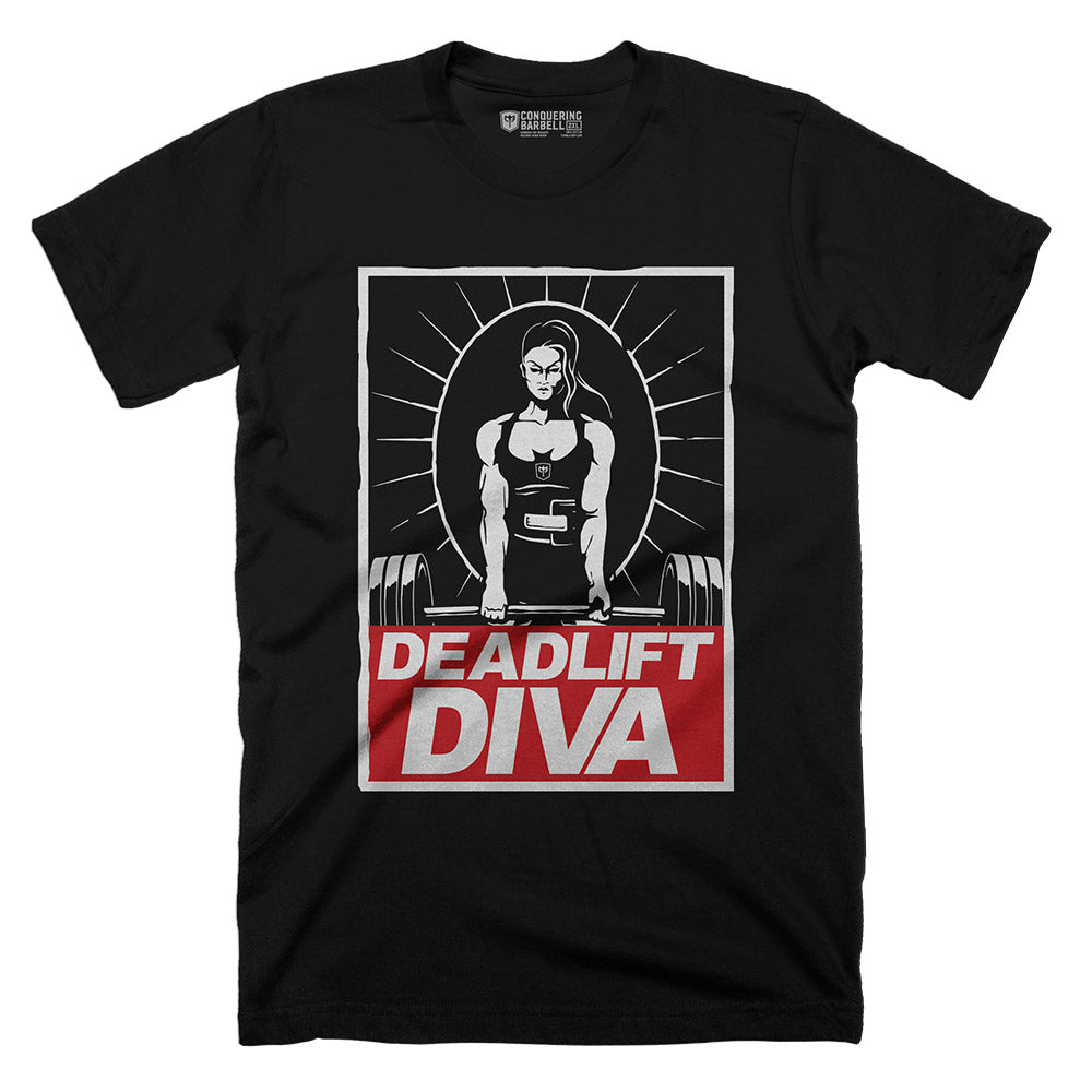 Deadlift Diva - on a Unisex Black Tee - Conquering Barbell