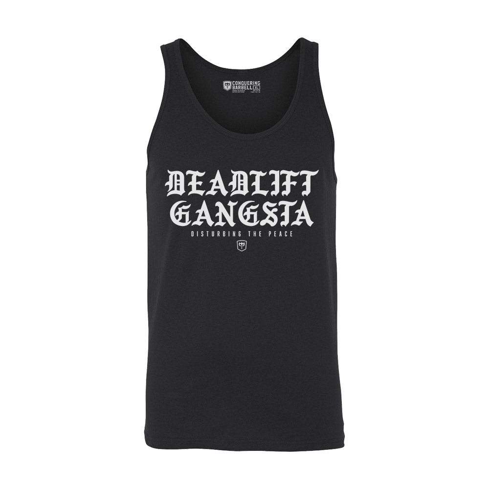 Deadlift Gangsta- on Black tank top - Conquering Barbell